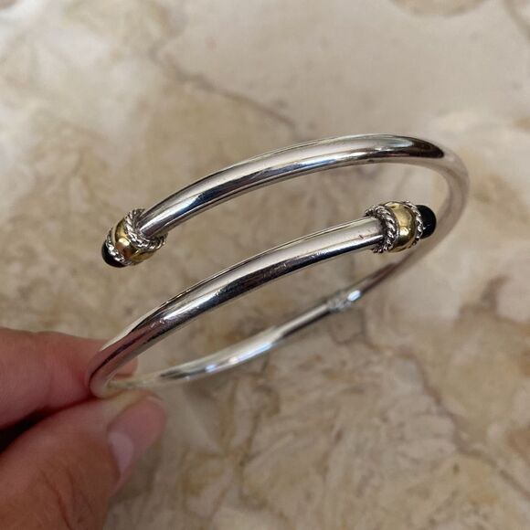 Vintage 925 Sterling Silver Bypass Bracelet - Picture 6 of 11